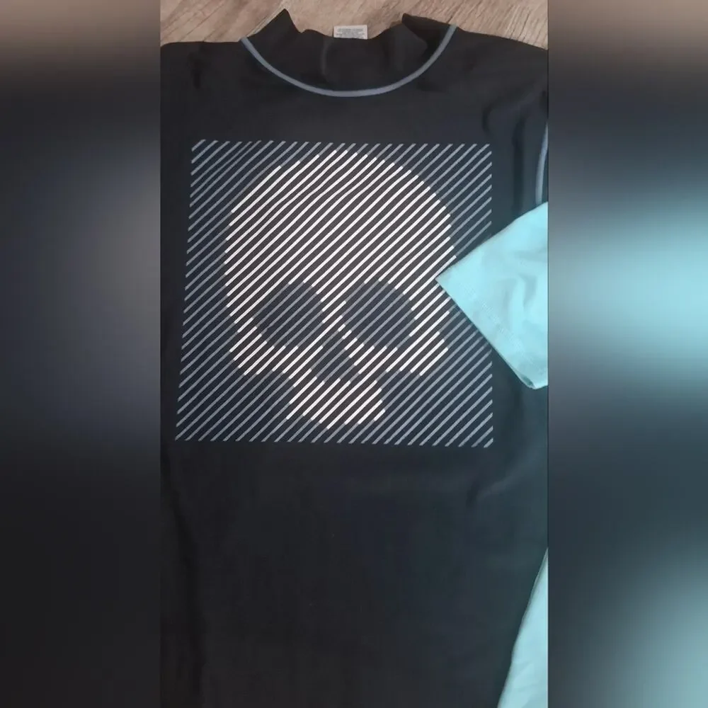 2 Pc Cherokee/Cat & Jack Kids Swim Rashguards - Black & Blue Sz 12/14 #1894